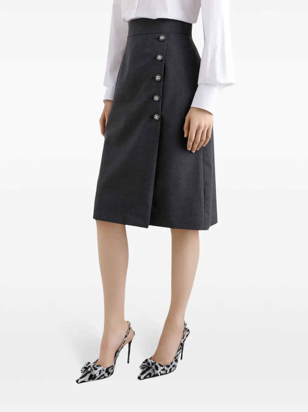 Dolce & Gabbana Midi-rok met overlappend vlak Zwart