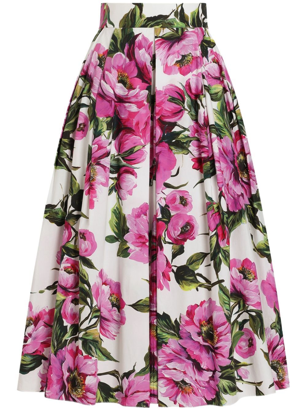 Shop Dolce & Gabbana Printed Midi Skirt In White