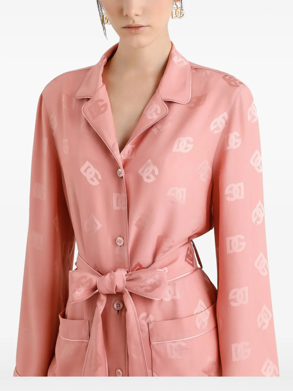 Dolce & Gabbana Zijden blouse met jacquard Roze