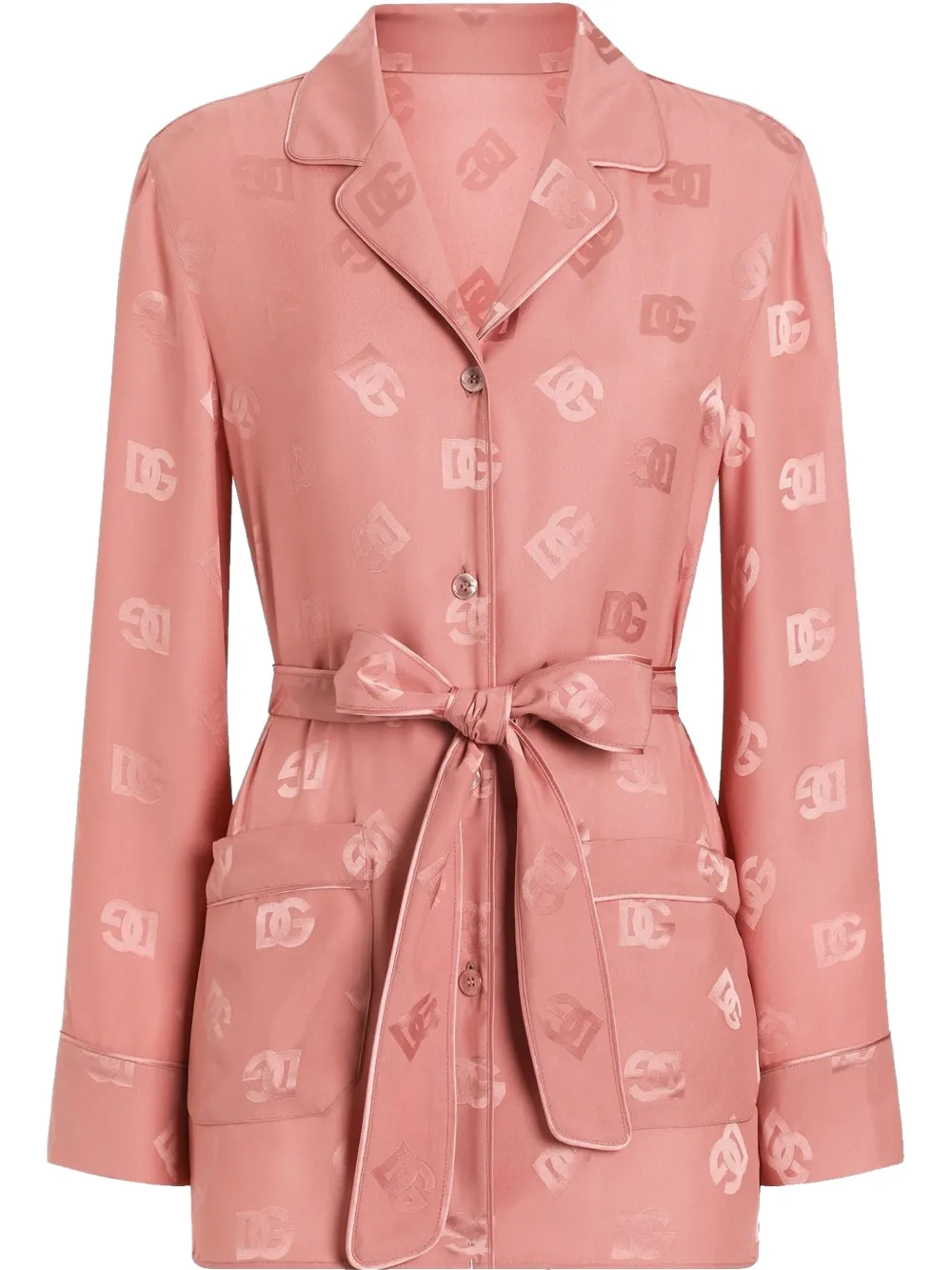 Dolce & Gabbana Zijden blouse met jacquard Roze