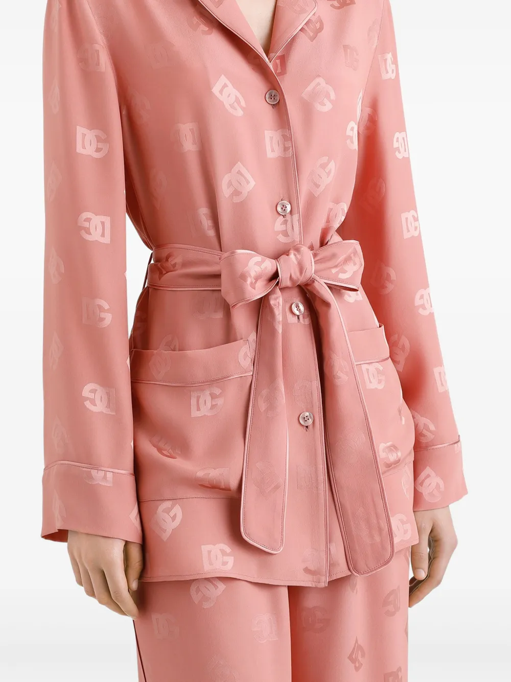 Dolce & Gabbana Zijden blouse met jacquard Roze