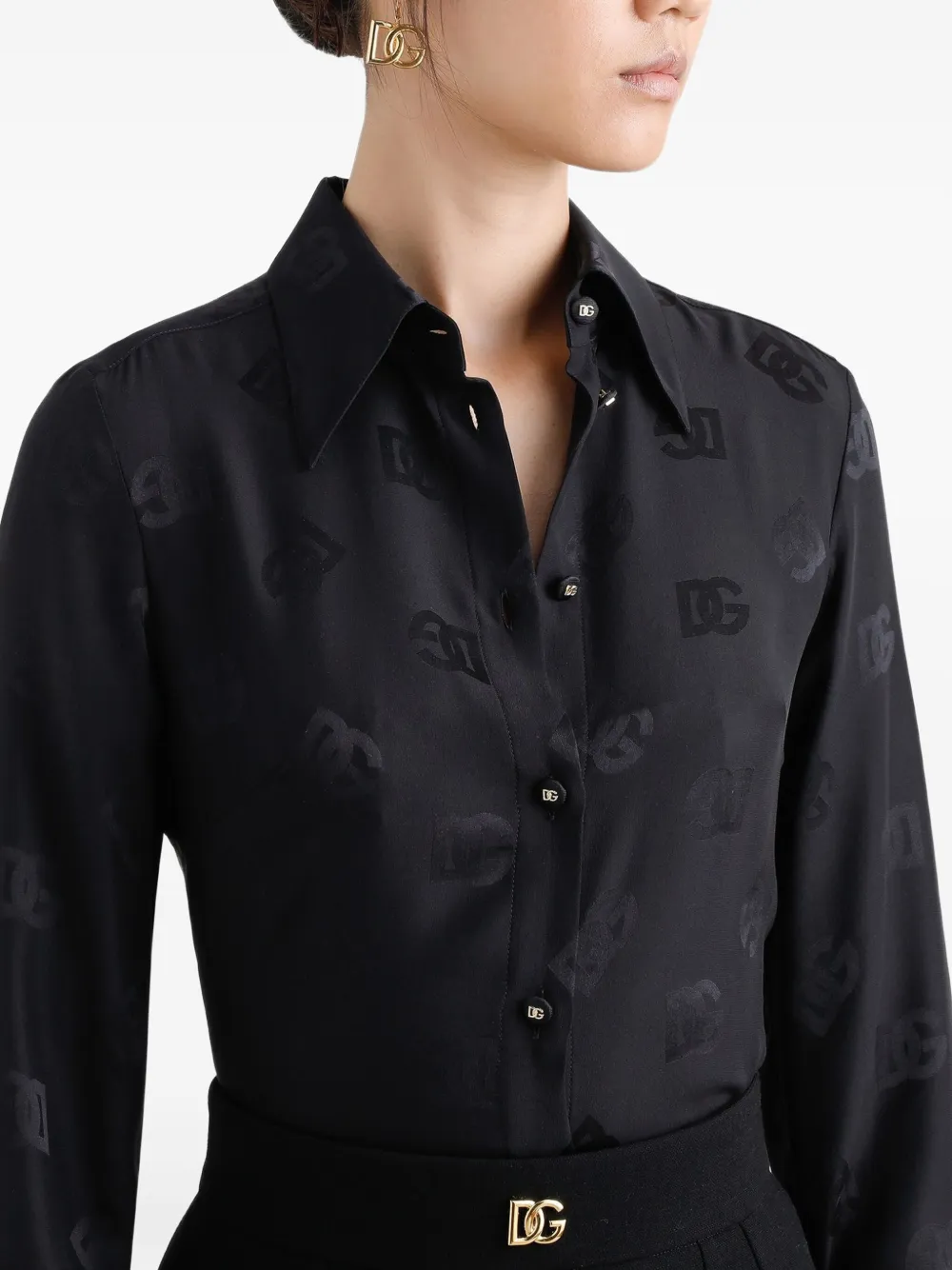 Dolce & Gabbana Blouse met jacquard Zwart
