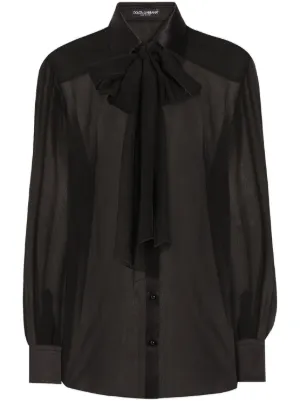 Dolce&amp; Gabbana シルクブラウス Silk pajama shirt with contrasting piping in Black for Women