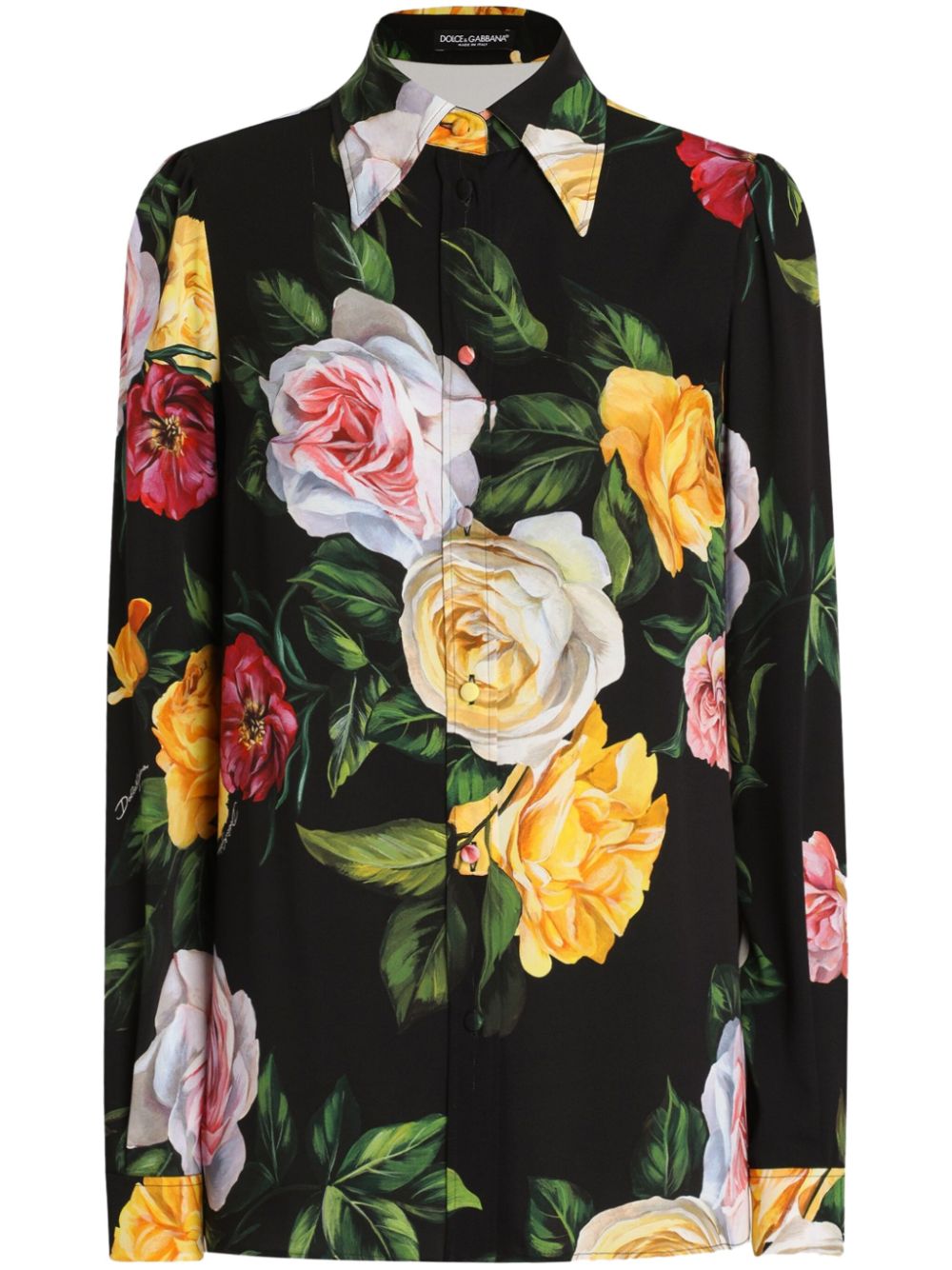 Dolce & Gabbana Blouse met roosprint Zwart