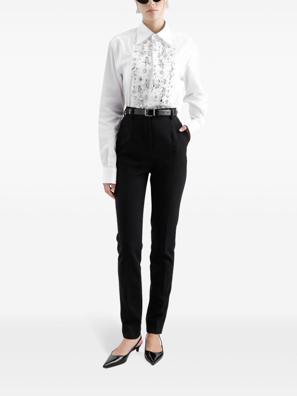 Dolce & Gabbana rhinestone-embellished shirt - Wit