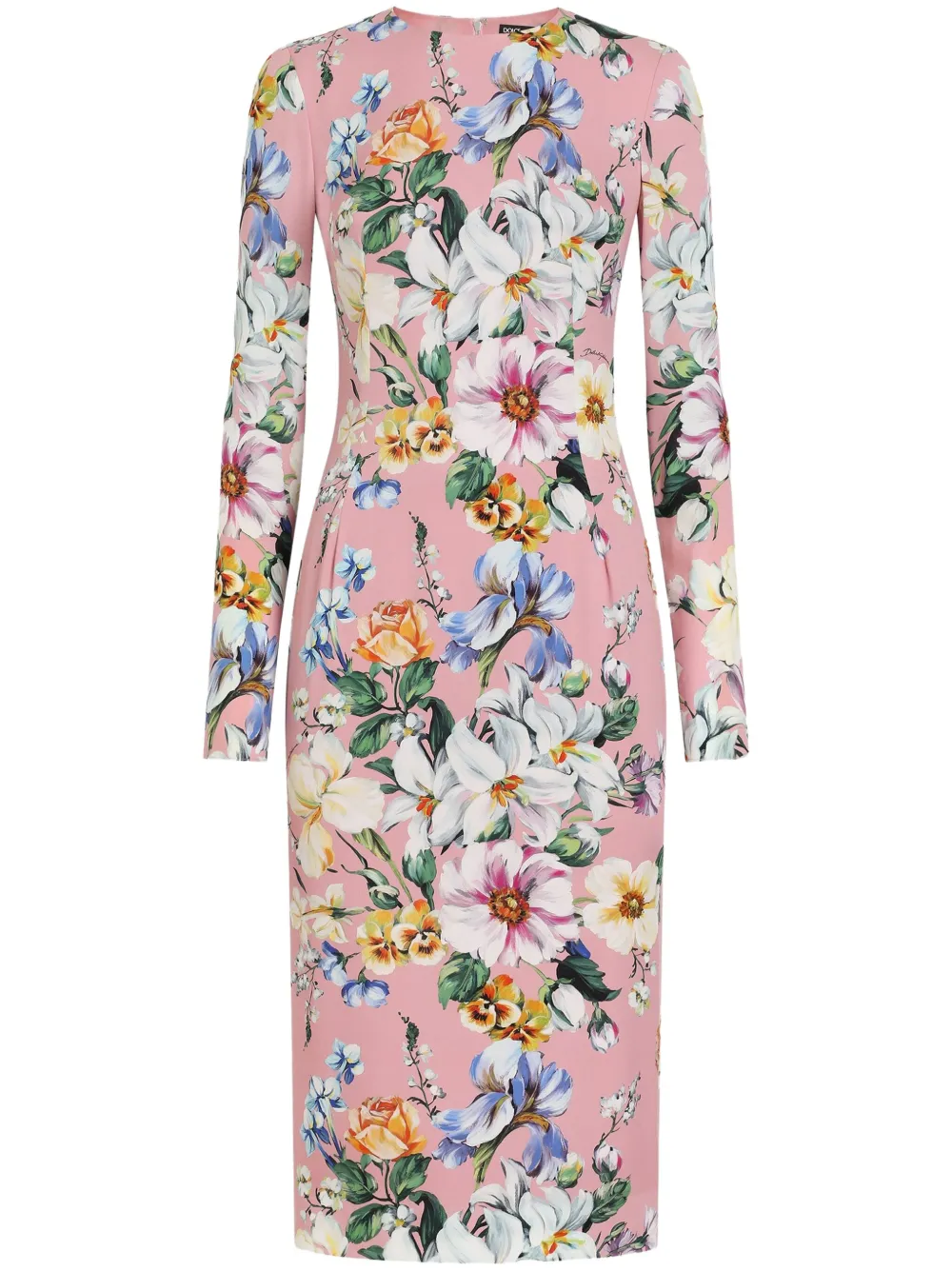 Shop Dolce & Gabbana Floral-print Midi Dress In Rosa