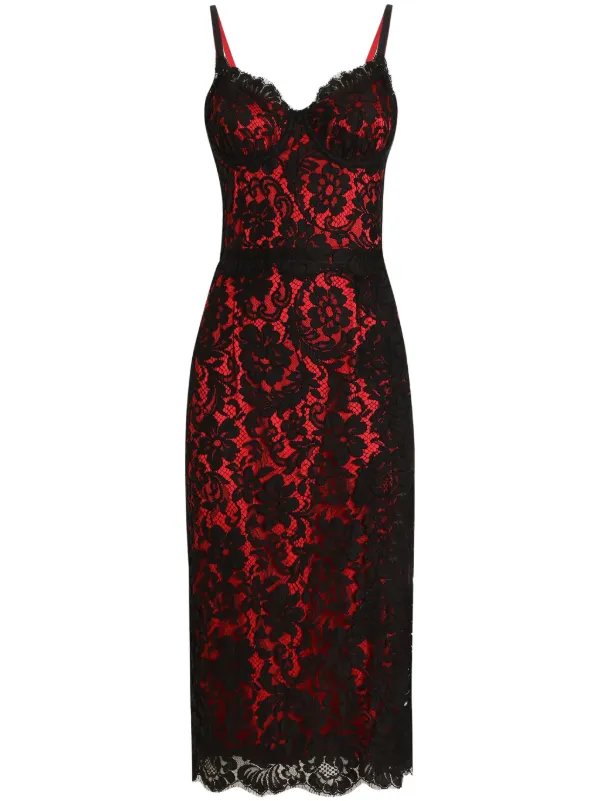 関税込ドルチェ＆ガッバーナ フローラル レース ドレス ブラック Dolce & Gabbana フローラルレース ドレス | ブラック | FARFETCH JP