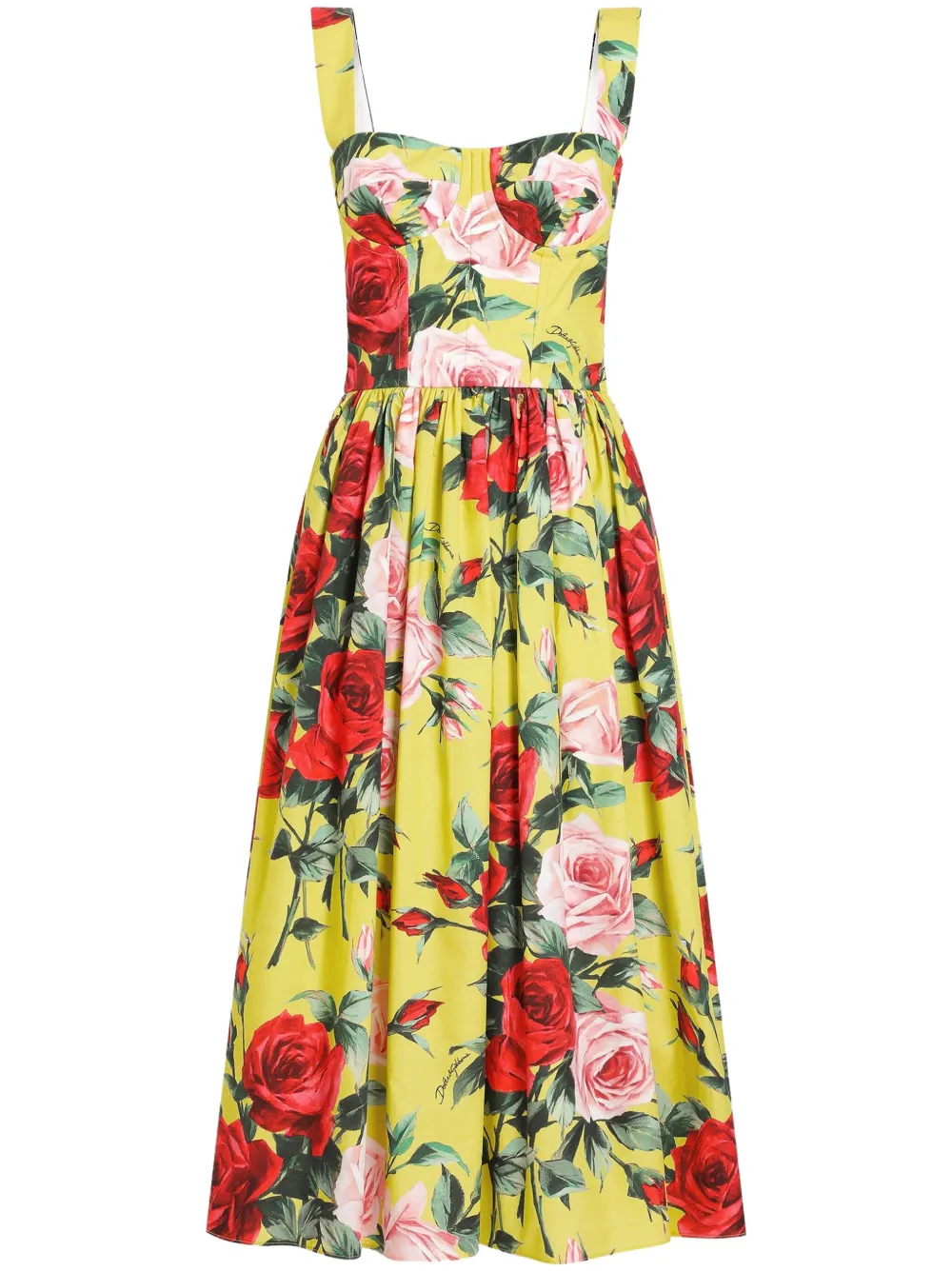 Dolce & Gabbana floral-print midi dress | Yellow | Image 1