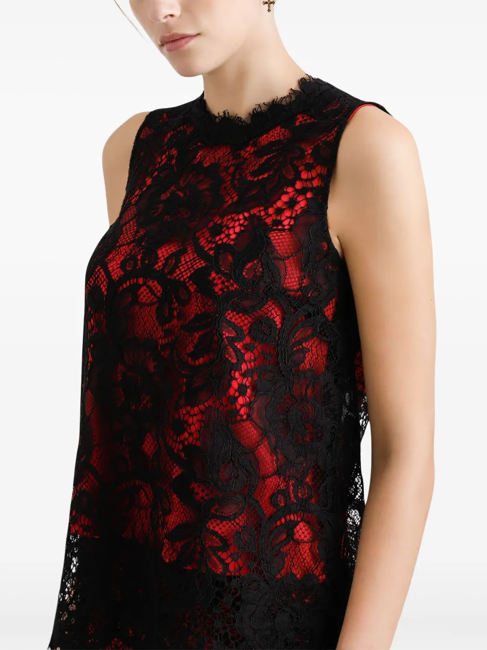 Dolce & Gabbana Top met bloemenkant Zwart