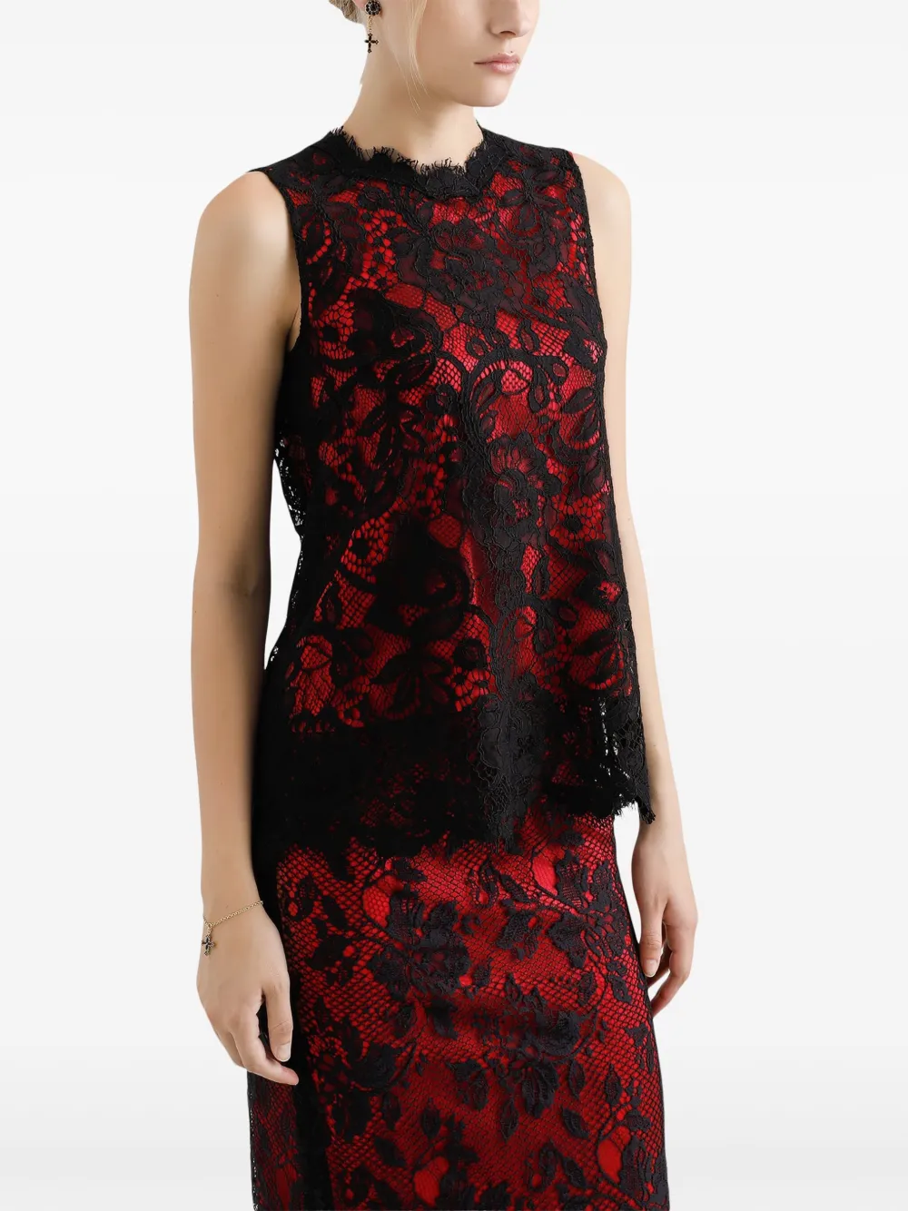 Dolce & Gabbana Top met bloemenkant Zwart