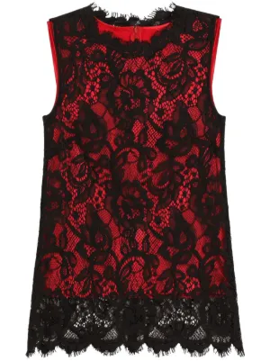 DOLCE & GABBANA ドルガバ 総レース ノースリーブ トップス L DOLCE&GABBANA - DOLCE&GABBANA ロゴテープ黒レースキャミソール