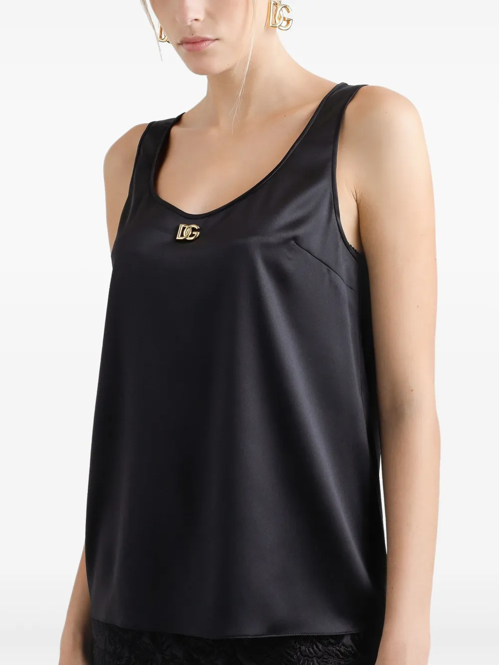 Dolce & Gabbana Blouse met DG-plakkaat Zwart