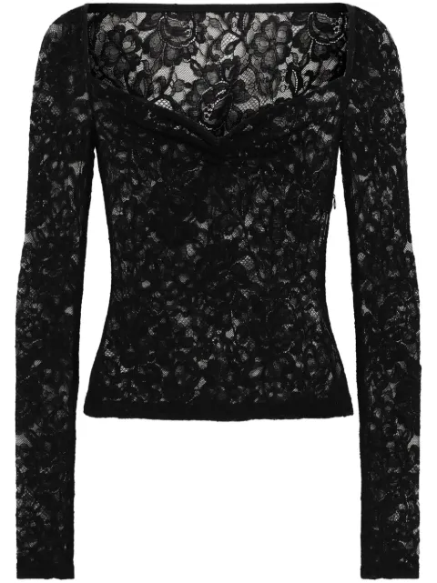 Dolce & Gabbana top con escote corazón y encaje floral