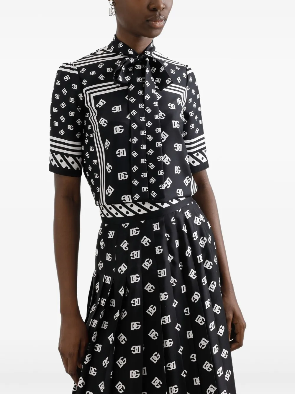 Dolce & Gabbana Blouse met DG-print Zwart