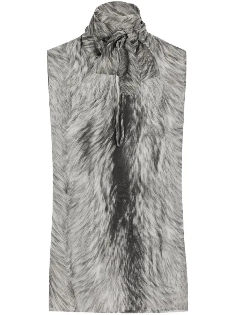 Dolce & Gabbana Pussy bow top with Fur print