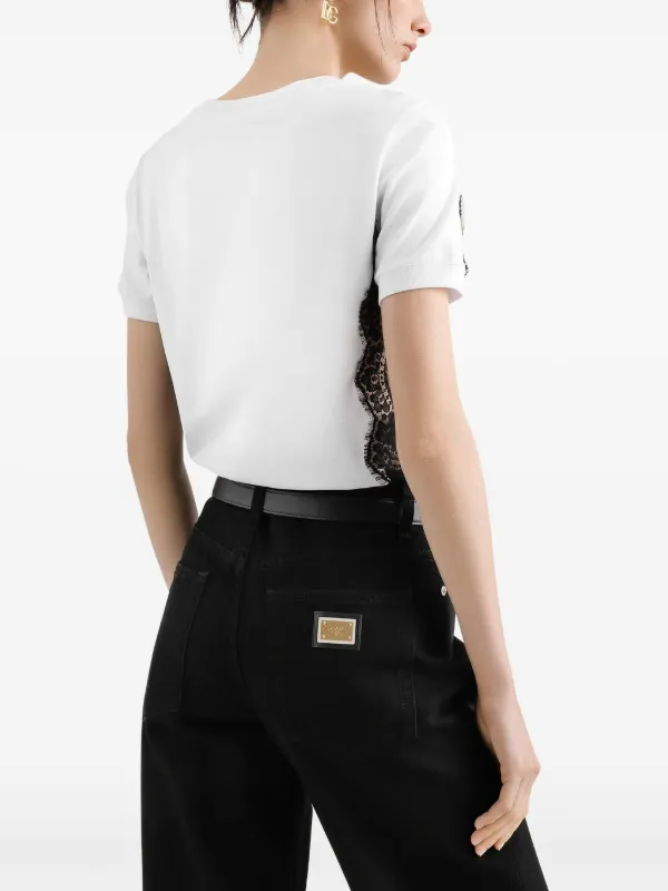 Dolce & Gabbana DNA lace-detailed T-shirt | Weiß | FARFETCH CH