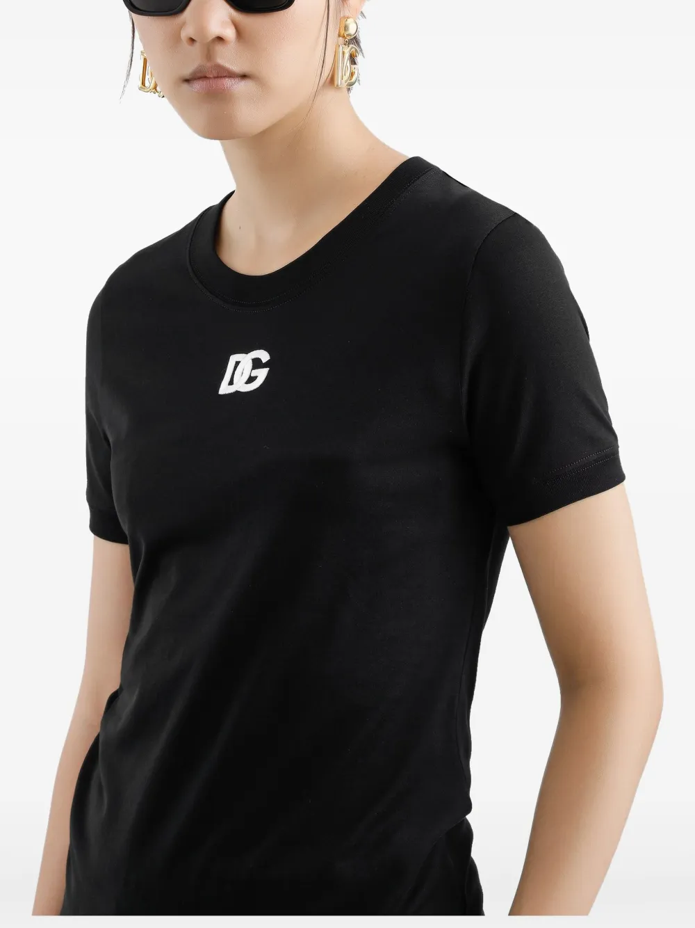 Dolce & Gabbana Jersey T-shirt met geborduurd DG-logo Zwart