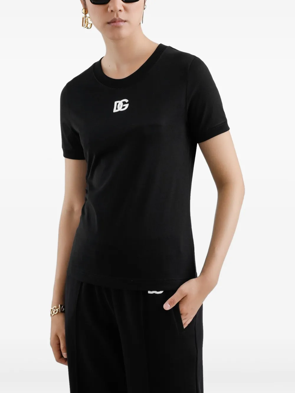 Dolce & Gabbana Jersey T-shirt met geborduurd DG-logo Zwart