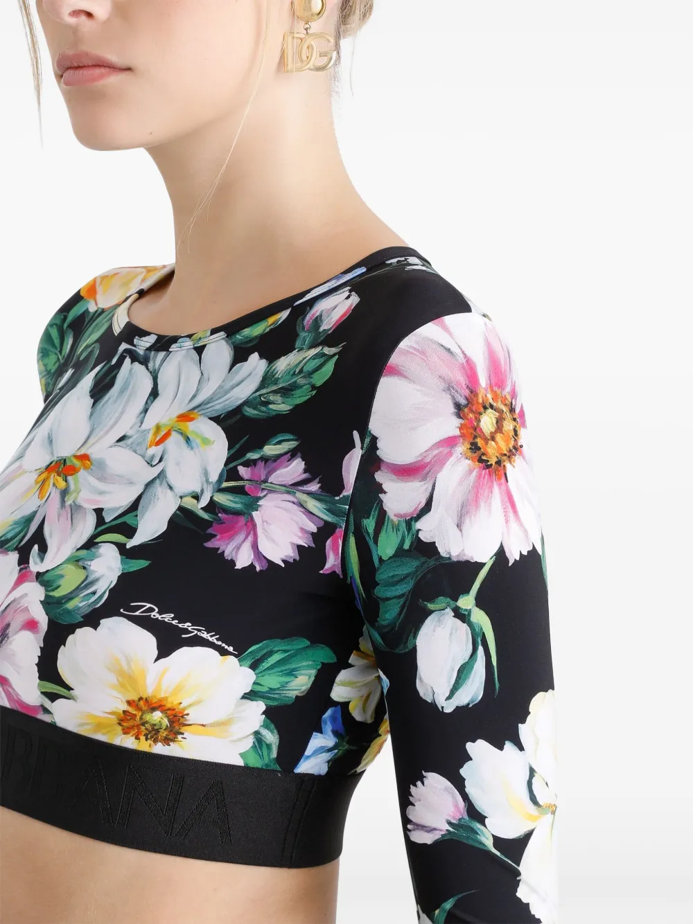 Dolce & Gabbana T-shirt met bloemenprint Zwart