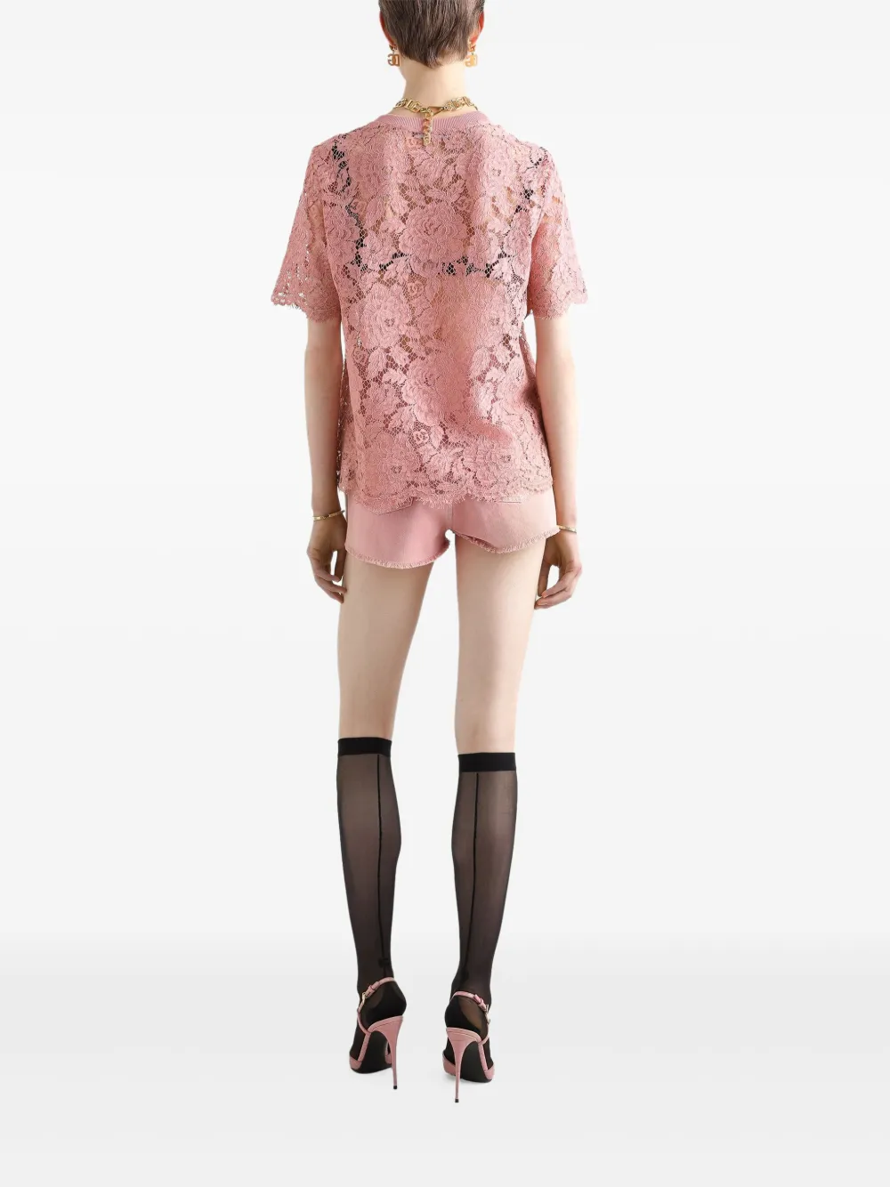 Dolce & Gabbana Top met bloemenkant Roze
