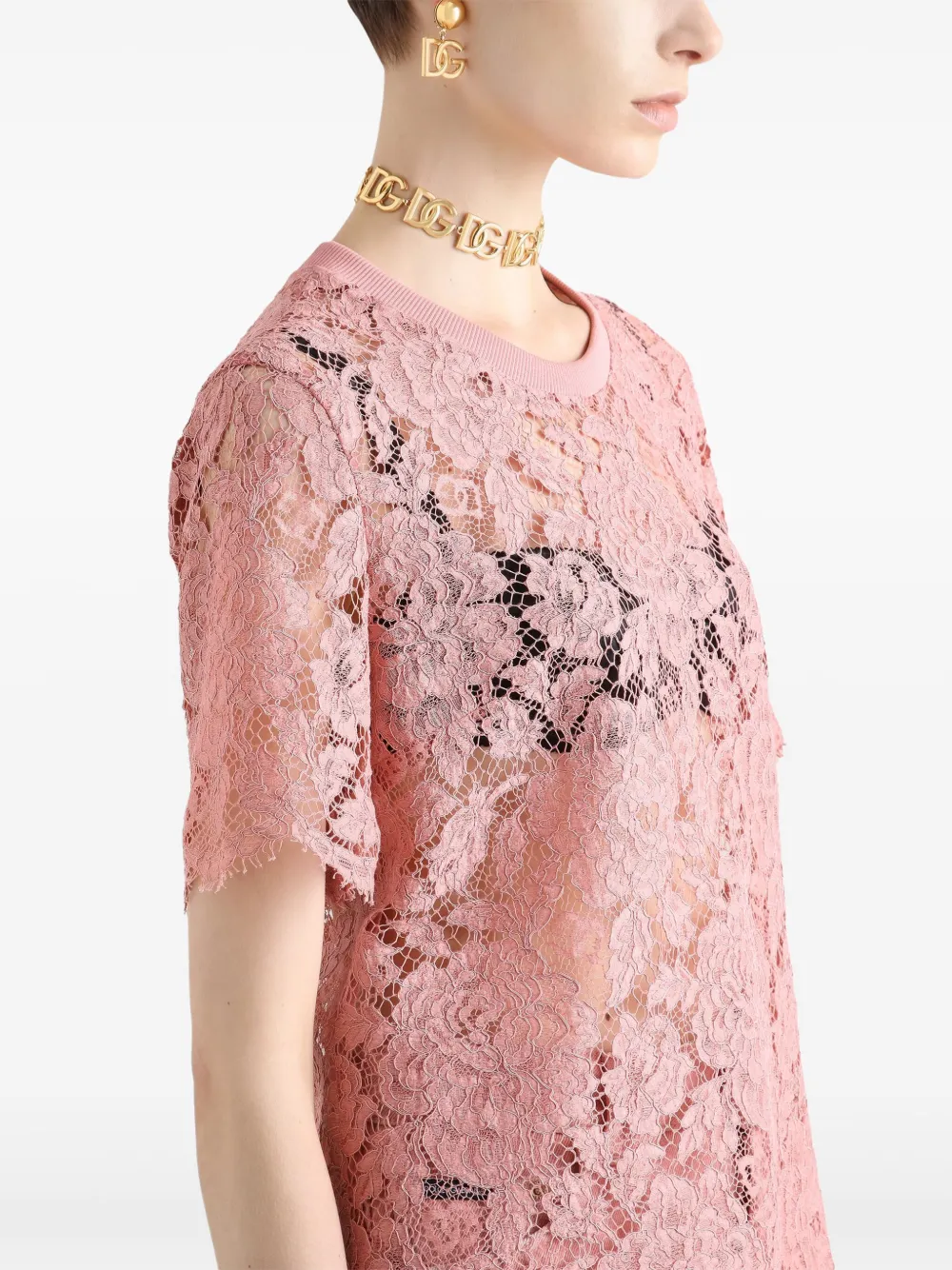 Dolce & Gabbana Top met bloemenkant Roze