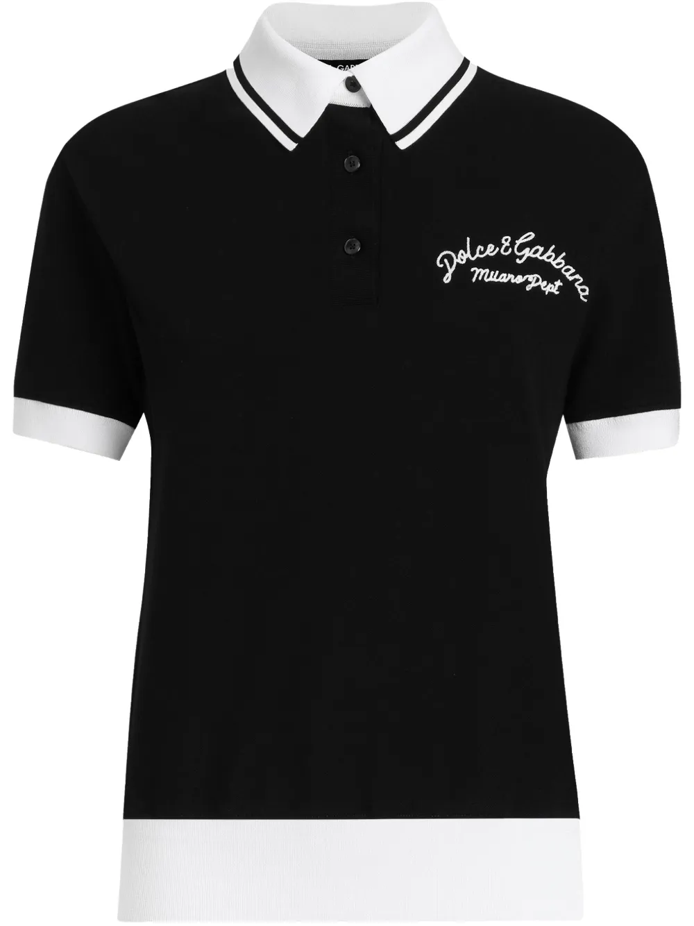 Dolce & Gabbana Polotop met geborduurd logo Zwart