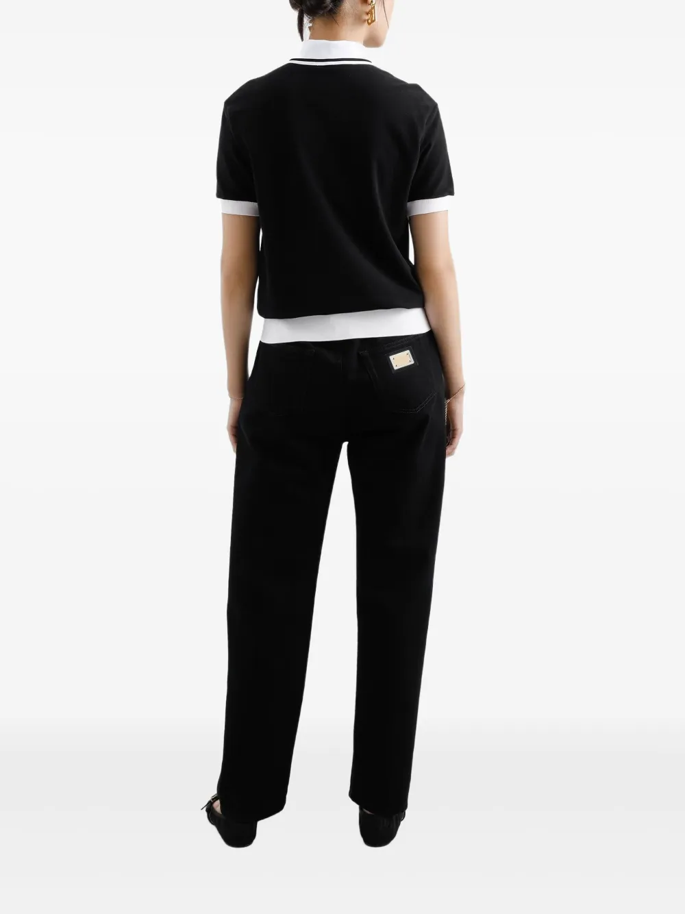 Dolce & Gabbana Polotop met geborduurd logo Zwart