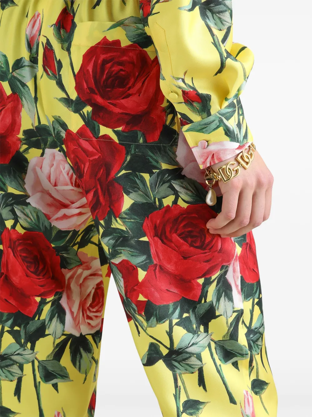 Dolce & Gabbana Broek met bloemenprint Geel