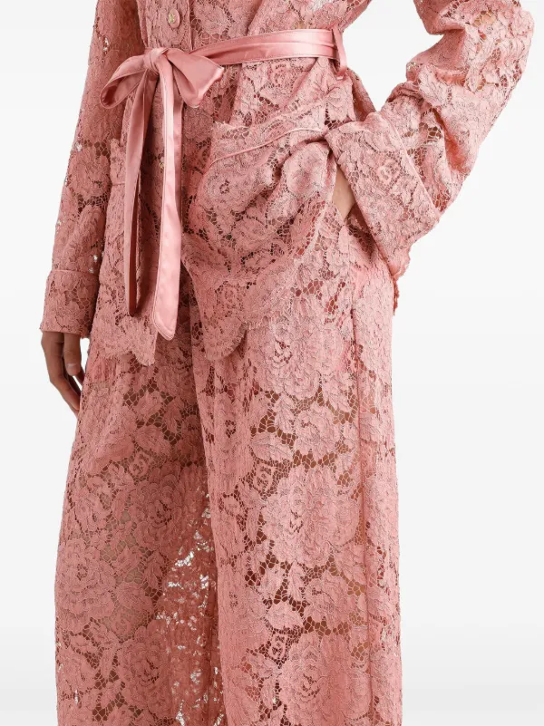 Dolce & Gabbana PINK LACE TROUSERS レース パンツ フェミニン Dolce & Gabbana Floral Lace Trousers | Pink | FARFETCH
