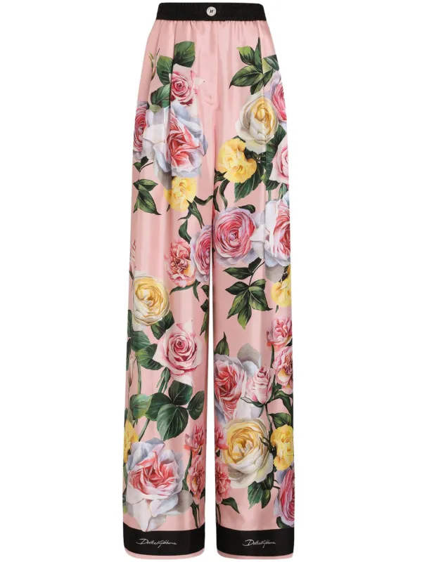 DOLCE & GABBANA フローラルプリントウエストパンツ Dolce & Gabbana Floral-Print Peony Cargo Pants | Sendegaro US