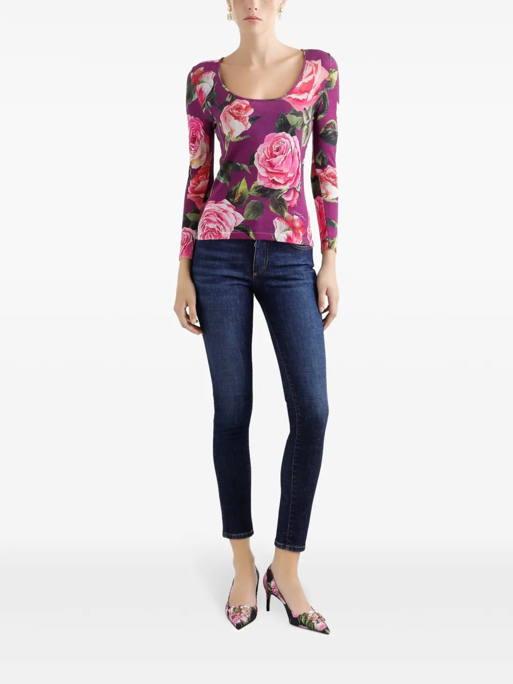 Dolce & Gabbana Top met bloemenprint - Roze