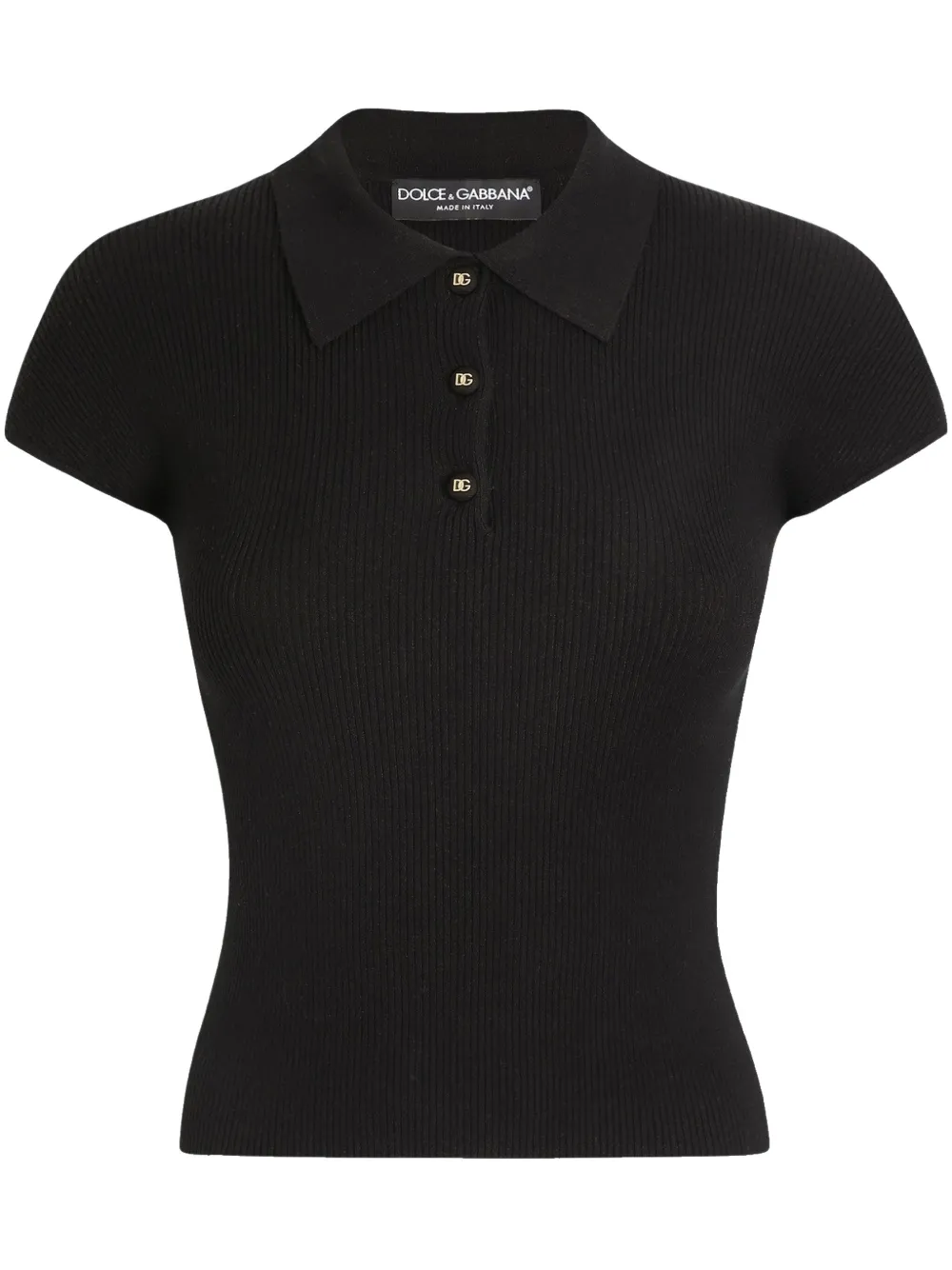 Dolce & Gabbana playera tipo polo tejida de canalé | negro | Image 1