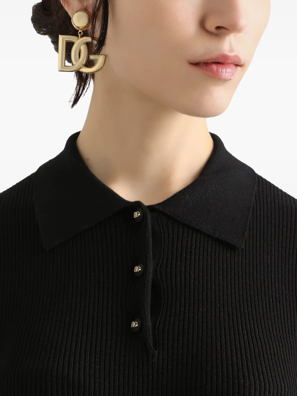 Dolce & Gabbana Geribbelde polotop Zwart