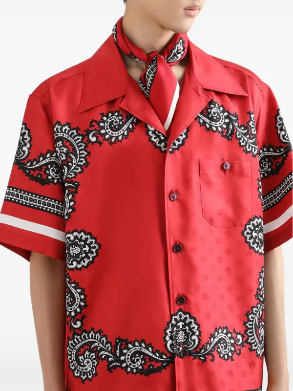 Dolce & Gabbana Bandana-print Men Shirt - Red