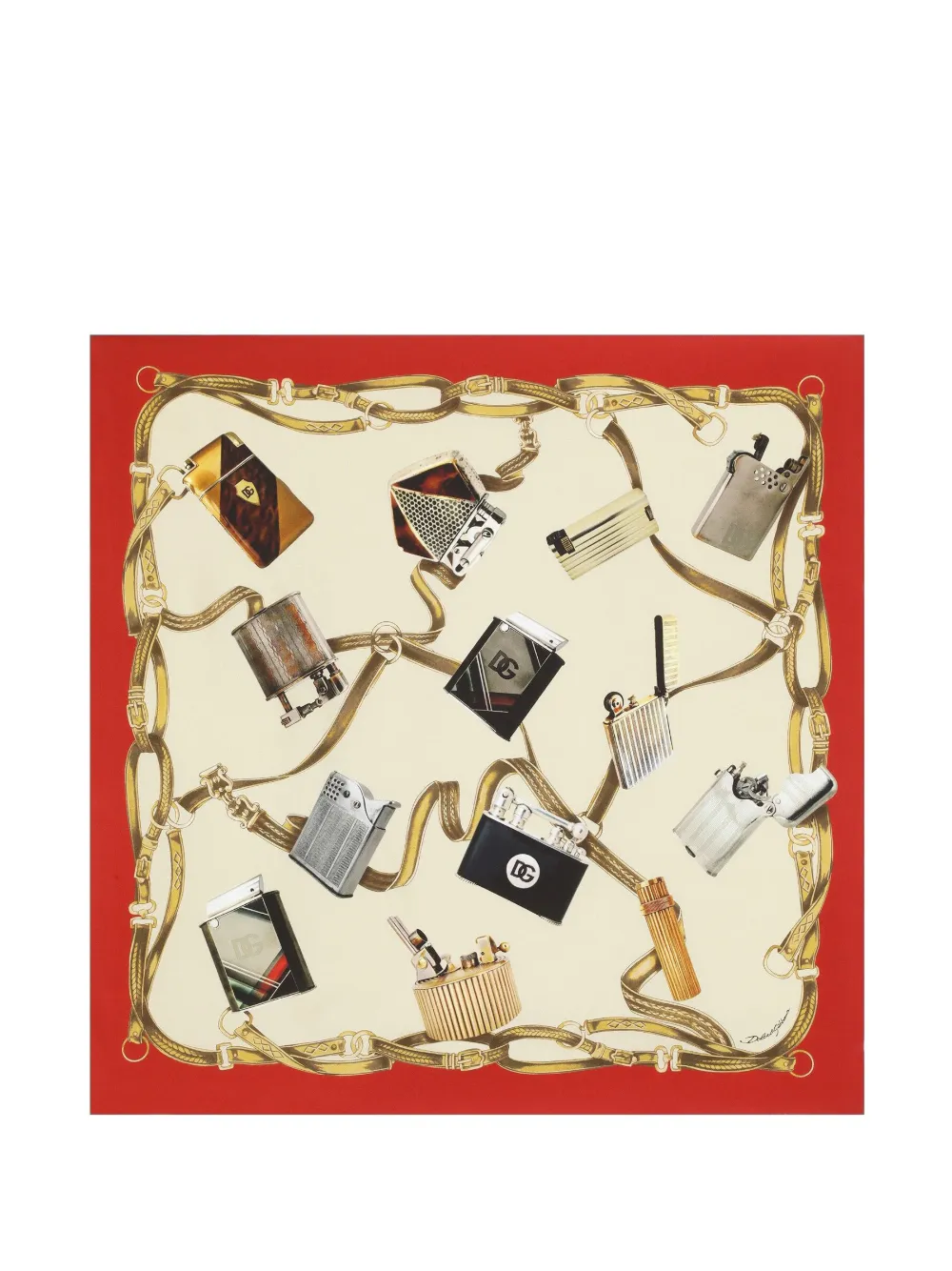 Dolce & Gabbana logo graphic-print silk scarf - Toni neutri