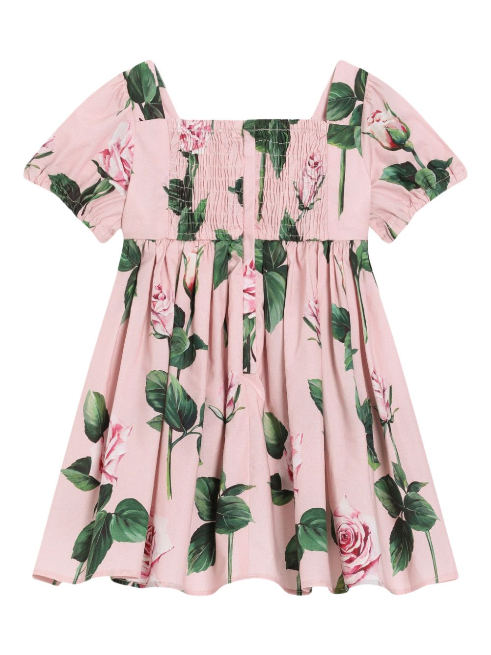 Dolce & Gabbana Kids rose-print dress - Roze