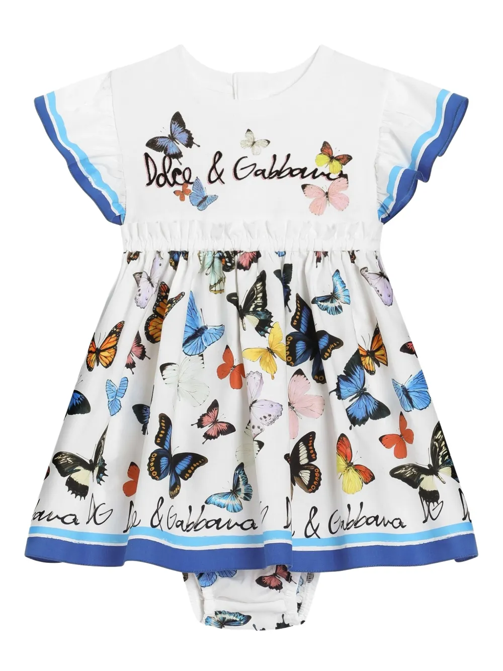 Dolce & Gabbana Kids バタフライプリント ワンピース - ホワイト Dolce & Gabbana Kids バタフライプリント ワンピース - ホワイト