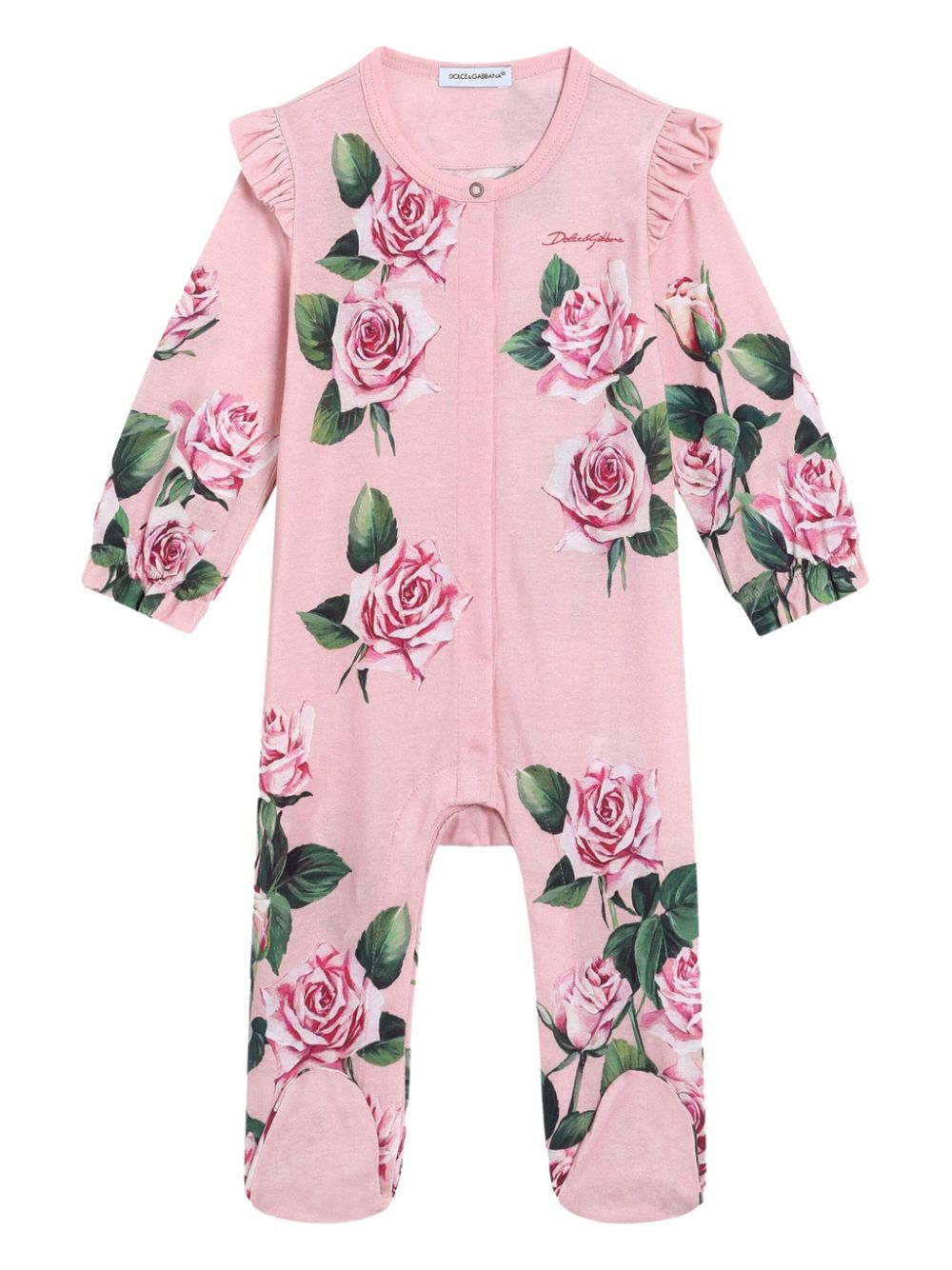 Dolce & Gabbana Kids Romper en muts met bloemenprint - Roze