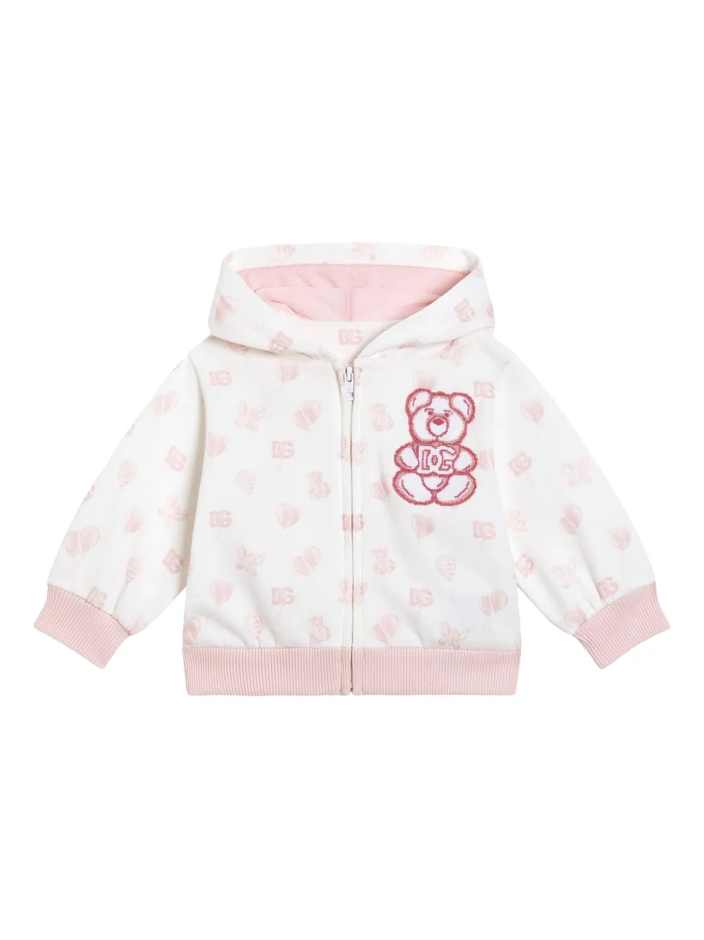 Dolce & Gabbana Kids Felpa in cotone con cappuccio e zip - Bianco