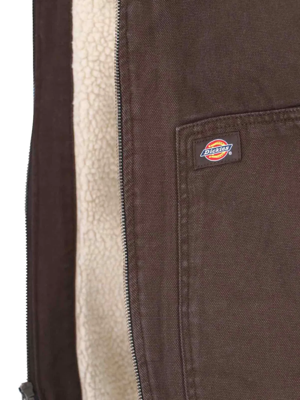 Dickies Sherpa Lined Sleeveless Jacket With Front Pockets In Brown