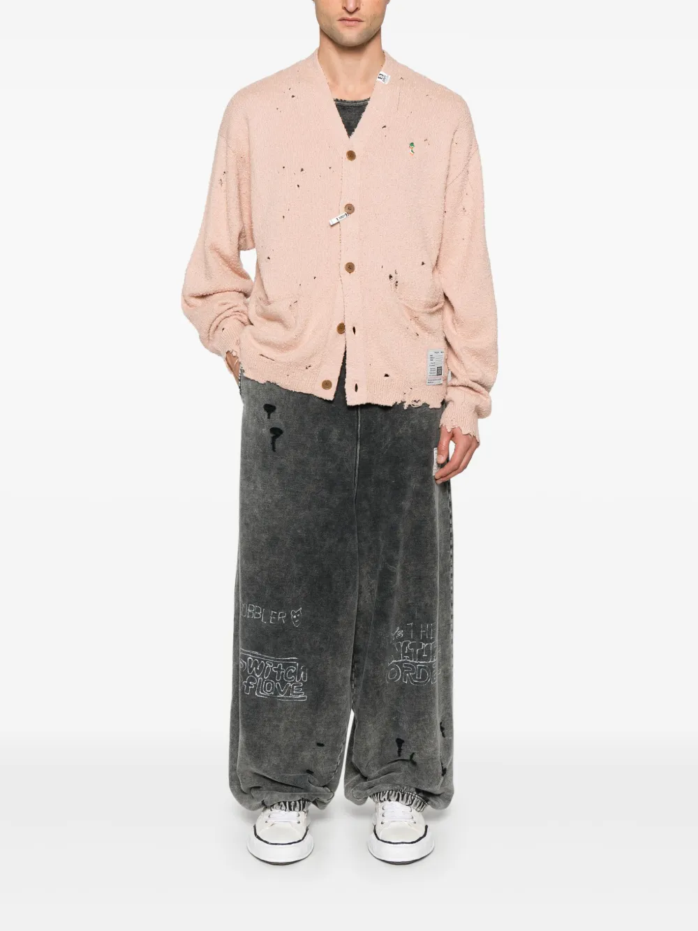 Maison MIHARA YASUHIRO Gerafelde broek - Zwart