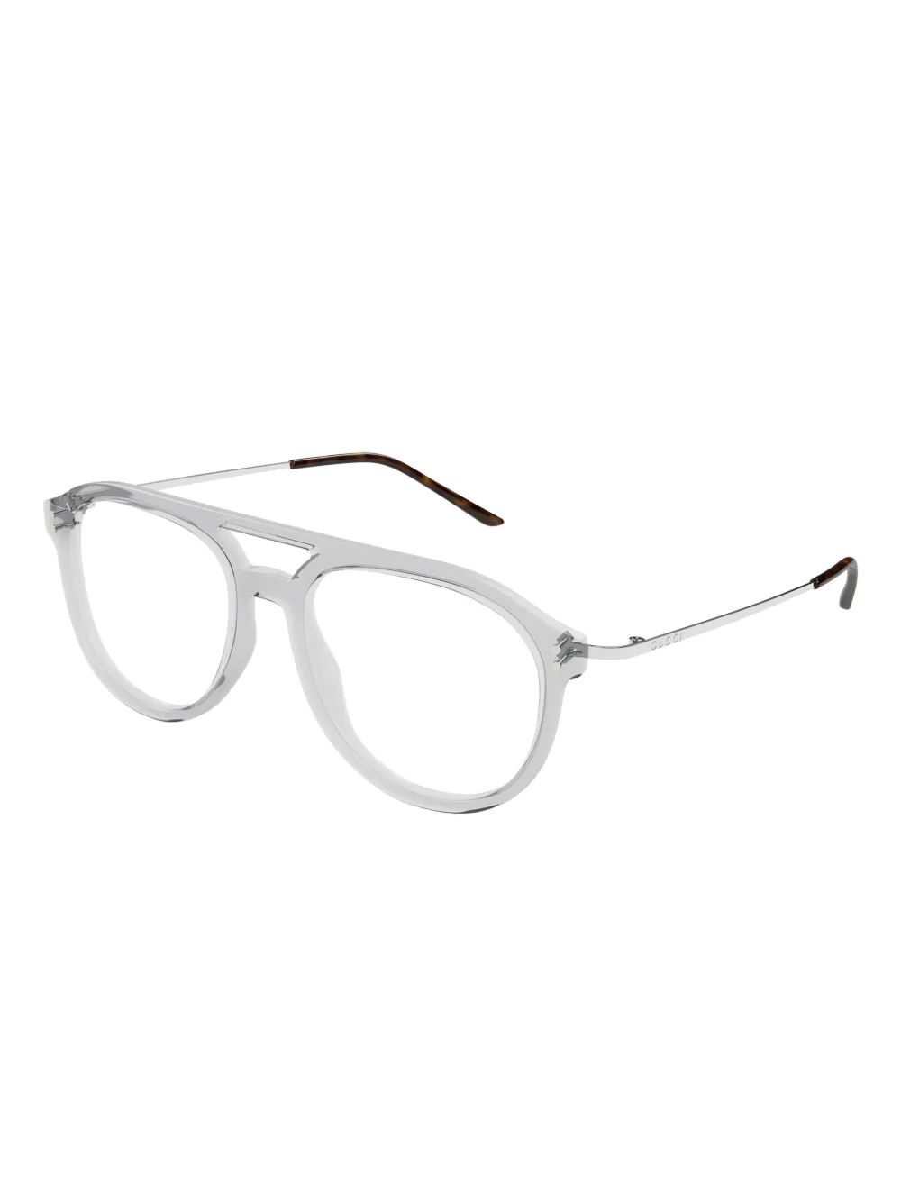 Gucci Eyewear Zonnebril met dubbele neusbrug en rond montuur Grijs