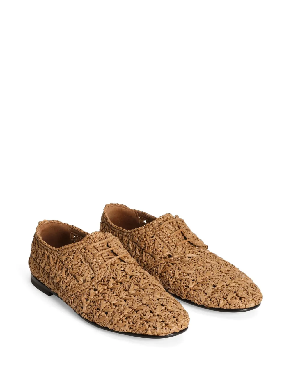 Dolce & Gabbana woven raffia Derby shoes - Bruin