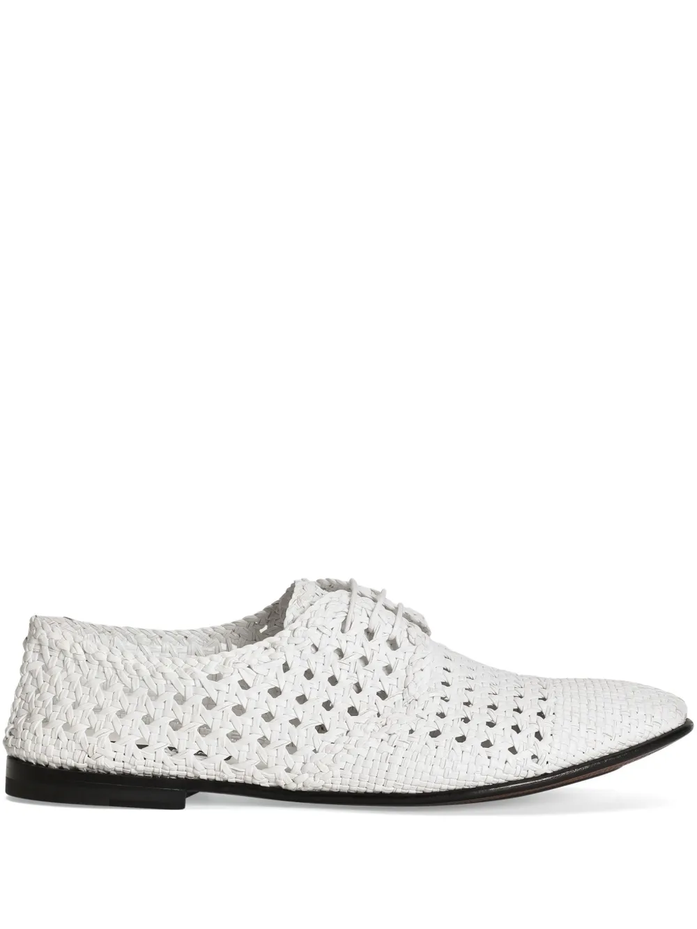 Dolce & Gabbana woven raffia Derby shoes White