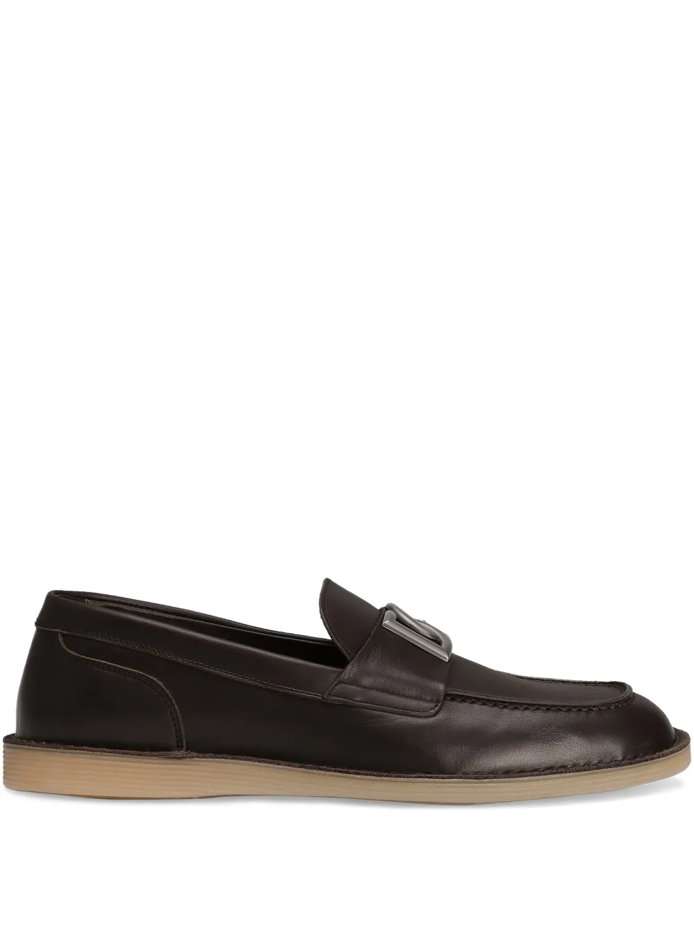 Dolce & Gabbana Interlocking DG leather loafers | Brown | Image 1