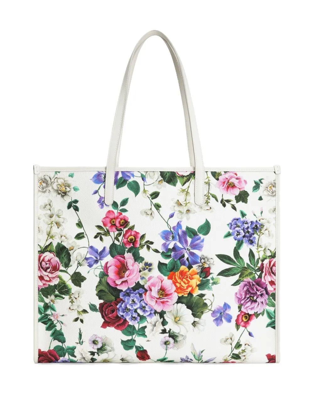 Dolce & Gabbana Grote schoudertas met nloemenprint Wit