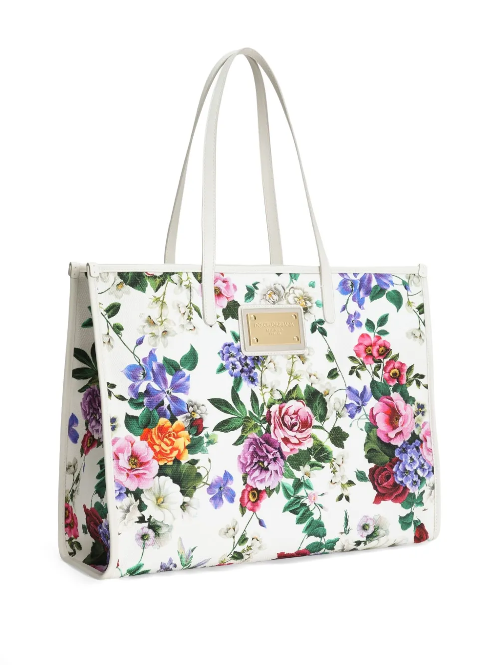 Dolce & Gabbana Grote schoudertas met nloemenprint Wit