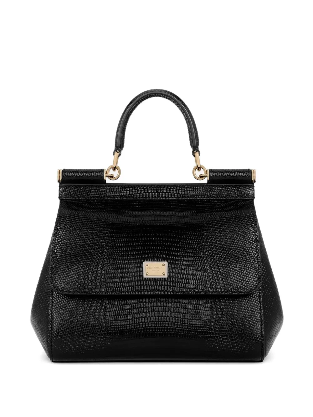 Dolce & Gabbana medium Sicily embossed-leather top-handle tote bag | Black | Image 1