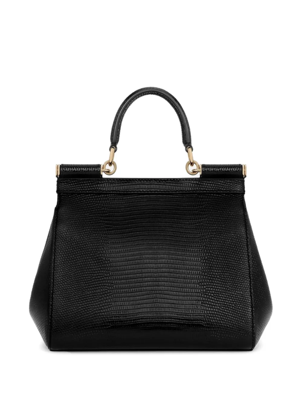 Dolce & Gabbana Medium Sicily Embossed-leather Top-handle Tote Bag In Black