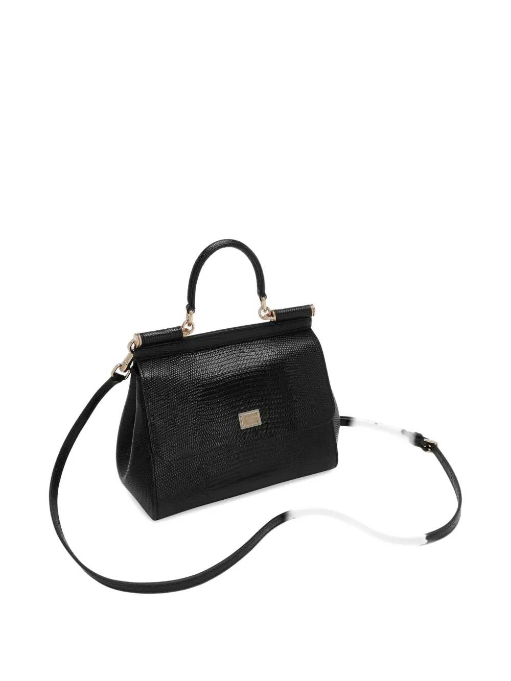 Dolce & Gabbana Medium Sicily Embossed-leather Top-handle Tote Bag In Black